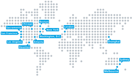 Graphic of worldwide office locations