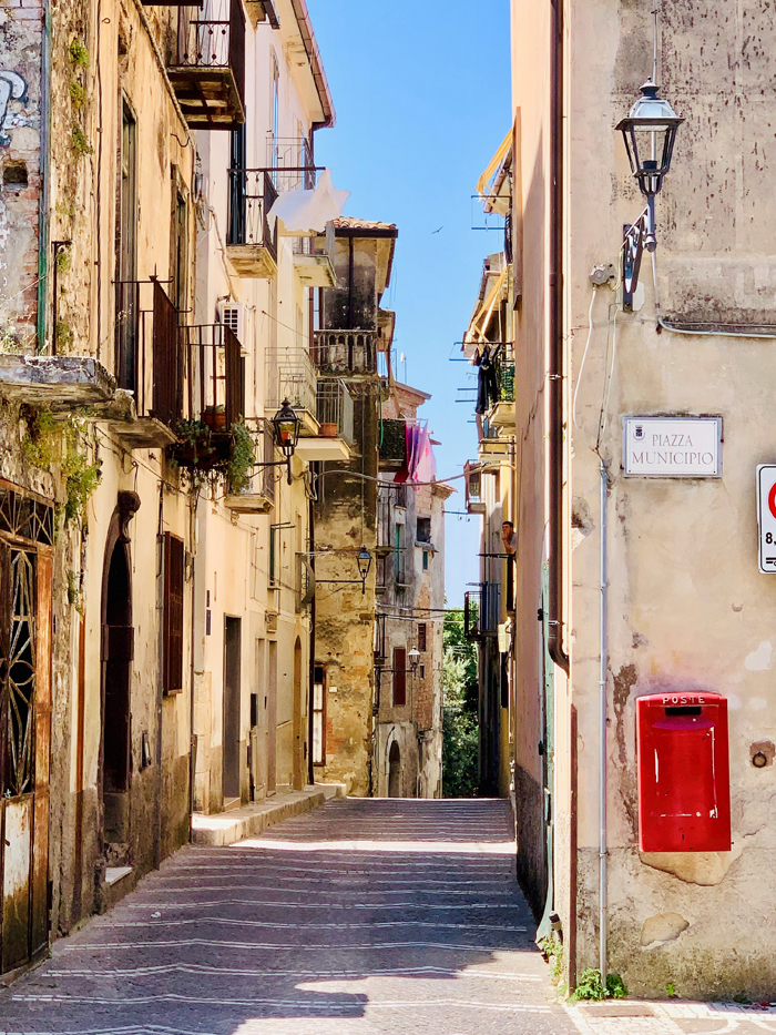 View down a narrow Italian village street