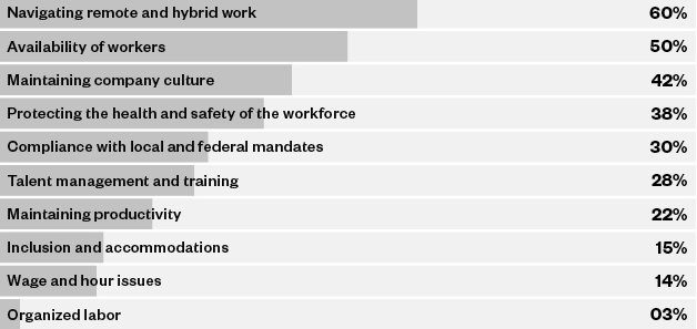 Pick your top three workforce concerns coming out of COVID-19