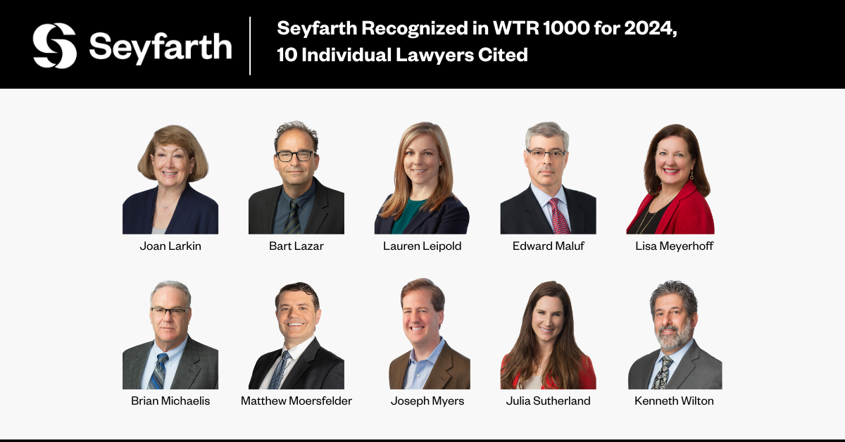 Seyfarth Achieves National Ranking in World Trademark Review 1000 for