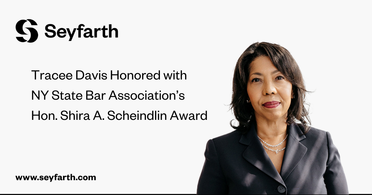 Seyfarth’s Tracee Davis Honored with NY State Bar Association’s Hon